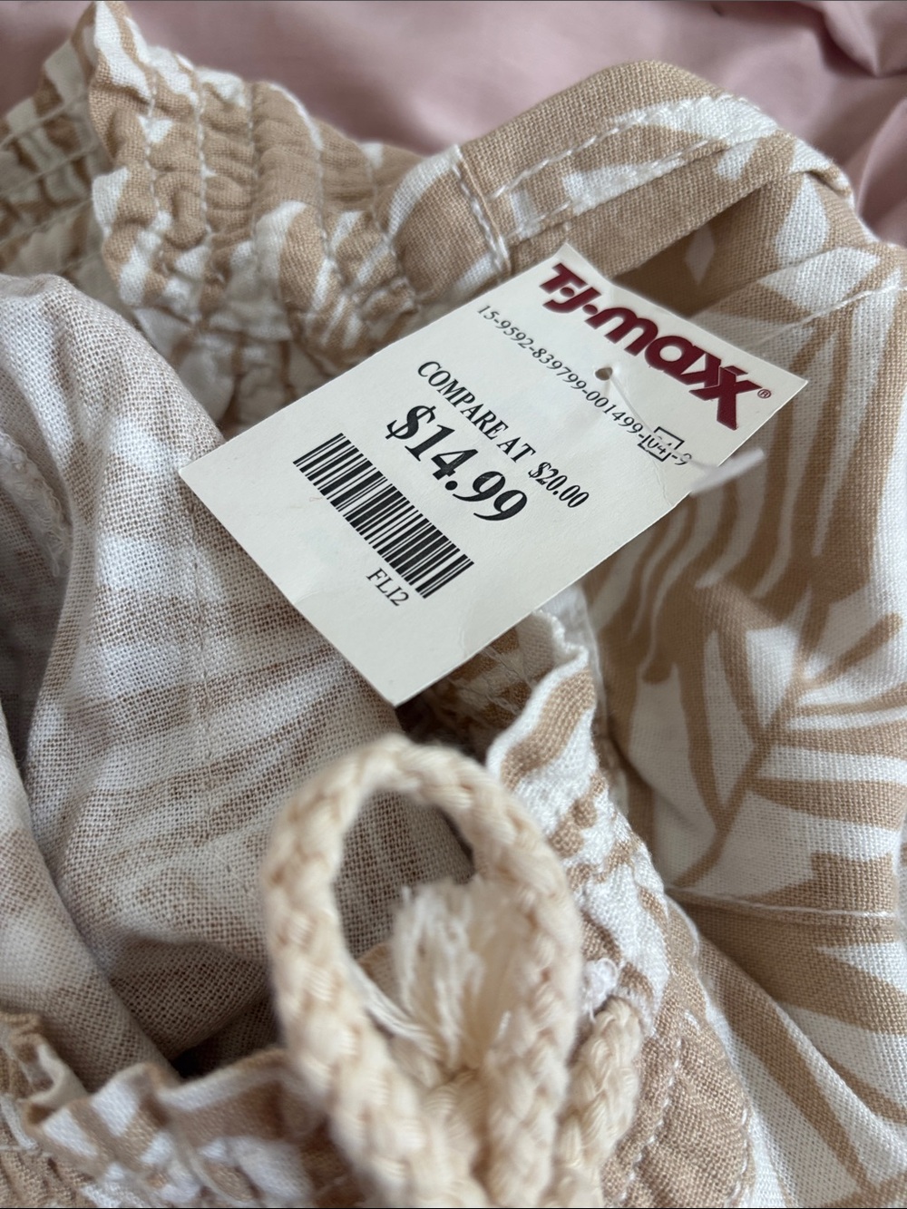 NEW Neutral Leaf Print Wide-Leg Linen Blend Pants - Picture 8 of 8